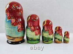 Matryoshka Russian Nesting Dolls Hand Painted Lighthouse North Carolina Set Of 5