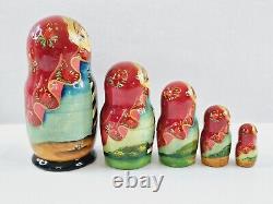 Matryoshka Russian Nesting Dolls Hand Painted Lighthouse North Carolina Set Of 5