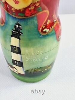 Matryoshka Russian Nesting Dolls Hand Painted Lighthouse North Carolina Set Of 5