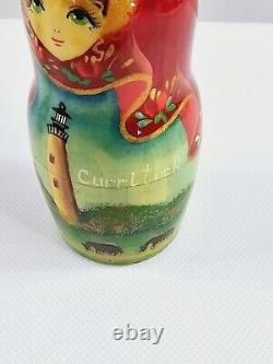 Matryoshka Russian Nesting Dolls Hand Painted Lighthouse North Carolina Set Of 5