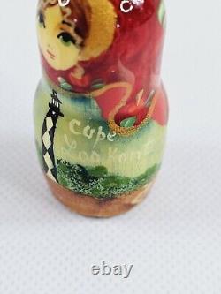 Matryoshka Russian Nesting Dolls Hand Painted Lighthouse North Carolina Set Of 5