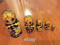 Matryoshka Russian Nesting Dolls Handpainted anthropomorphic kawaii set 6.5