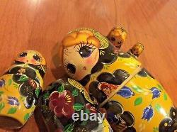 Matryoshka Russian Nesting Dolls Handpainted anthropomorphic kawaii set 6.5