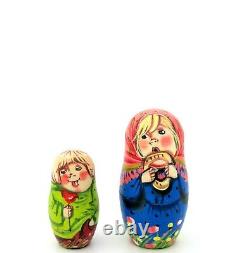 Matryoshka Russian Nesting Dolls LARGE 10 hand painted Poppy Wheat SERGEYEVA 10