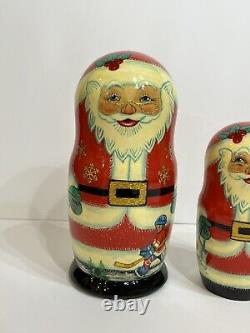Matryoshka Russian Nesting Dolls Santa Father Frost Saint Nick Hand Painted