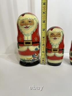 Matryoshka Russian Nesting Dolls Santa Father Frost Saint Nick Hand Painted