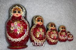 Matryoshka Russian Nesting Dolls Sergiev Posad Signed Dated 1997 Set Of 5