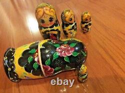 Matryoshka Russian Nesting Dolls multicolor Handpainted five piece set 6.5