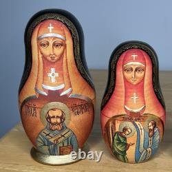 Matryoshka Russian Orthodox Church Nesting Mary & Jesus Dolls x 7 Signed Read