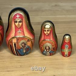Matryoshka Russian Orthodox Church Nesting Mary & Jesus Dolls x 7 Signed Read