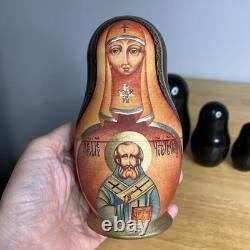 Matryoshka Russian Orthodox Church Nesting Mary & Jesus Dolls x 7 Signed Read