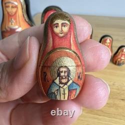 Matryoshka Russian Orthodox Church Nesting Mary & Jesus Dolls x 7 Signed Read