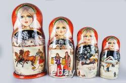 Matryoshka Russian Traditional 30pcs Winter troika Nesting Doll