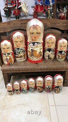 Matryoshka Russian Traditional 50pcs Winter Hand painted Nesting Doll