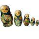 Matryoshka Russian Village Winter Signed Nesting Doll 5-piece Vintage Wooden Toy