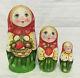 Matryoshka Russian Wooden Nesting Dolls 3 Pieces Unique Coloring Set #8