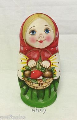 Matryoshka Russian Wooden Nesting Dolls 3 Pieces Unique Coloring Set #8