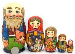 Matryoshka Russian nesting dolls 5 HAND PAINTED TRADITIONAL Chicken Pig RYABOVA