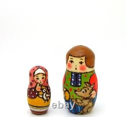 Matryoshka Russian nesting dolls 5 HAND PAINTED TRADITIONAL Chicken Pig RYABOVA