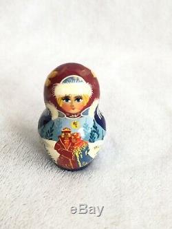 Matryoshka Signed Russian Nesting Doll Morozko Fairytale Father Frost 7 Piece