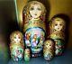 Matryoshka Slavic Holiday Kupala Wooden Doll Nesting Doll Painted By Author 5 Pc