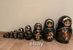 Matryoshka Wooden Doll Nesting Doll Russian USSR Hand-painted 10 pcs Vintage 411