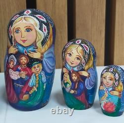 Matryoshka Wooden Nesting Doll Hand Painted Winter Fairy Tale FROM THE USA