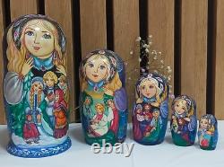 Matryoshka Wooden Nesting Doll Hand Painted Winter Fairy Tale Located USA