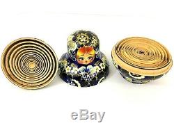 Matryoshka babushka Russian Nesting Dolls 14 piece Signed Alenka Blue Floral