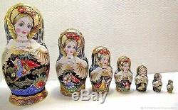 Matryoshka-doll 7 pieces, height 24cm(9)Hand painted. Babushka. Nesting doll