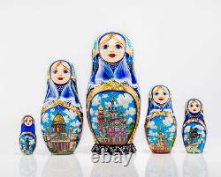 Matryoshka dolls Saint-Petersburg 5pcs Russian Nesting Dolls Folk art Stack doll