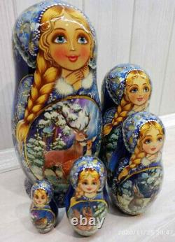 Matryoshka, wooden Russian doll, hand-painted, 5 pieces