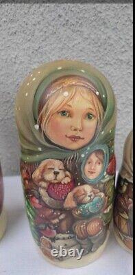 Matryoshka wooden doll Nesting doll Painted by author 7 pieces Vintage