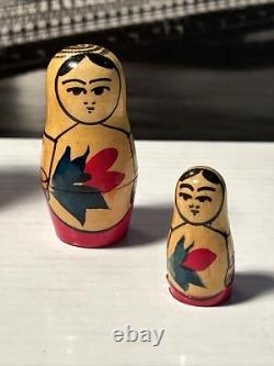 Matryoshkas 6 HAND PAINTED RUSSIAN NESTING DOLLS Flowers & Roses 5 Tall USSR