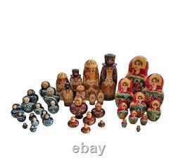 Matryoska 38 Pieces Set Russian Hand Carved HandPainted Nesting Doll