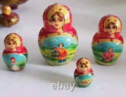 Matryoska 38 Pieces Set Russian Hand Carved HandPainted Nesting Doll