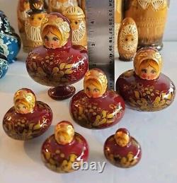 Matryoska 38 Pieces Set Russian Hand Carved HandPainted Nesting Doll