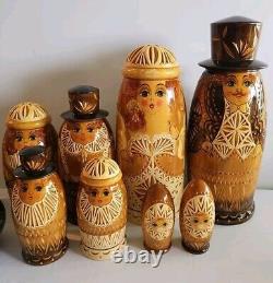 Matryoska 38 Pieces Set Russian Hand Carved HandPainted Nesting Doll