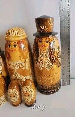 Matryoska 38 Pieces Set Russian Hand Carved HandPainted Nesting Doll