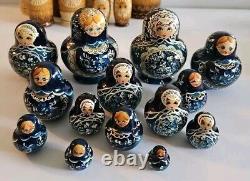 Matryoska 38 Pieces Set Russian Hand Carved HandPainted Nesting Doll