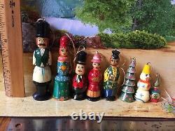Mid Century Matryoshka Russian Handcraft Wood Nest DollToy, Christmas Ornaments
