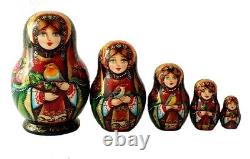 Mini Russian Nesting dolls stacking Emboîtables With Of Birds Painted At Hand/ 5