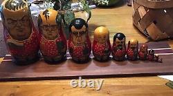 MockBa Hand crafted and painted Russian Nesting Dolls 1993r KB 10 Pc Set