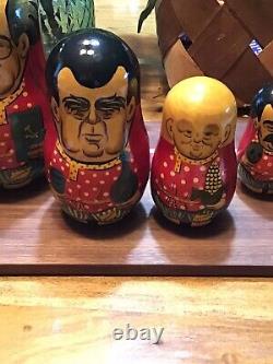 MockBa Hand crafted and painted Russian Nesting Dolls 1993r KB 10 Pc Set