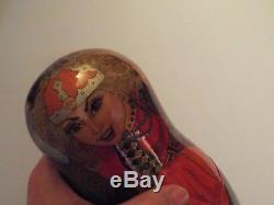 NEW-5 pc matryoshka russian art nesting dolls-baba yaga-witch-signed-halloween