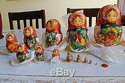 NEW Matryoshka Russian Nesting Doll Set 15 Pcs 10.5 1998 Signed Artist MZ