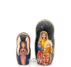 Nativity Christmas Matryoshka 5 Virgin Mary & Baby Jesus Russian Nesting DOLLS