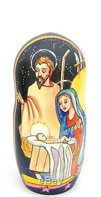 Nativity Christmas Matryoshka 5 Virgin Mary & Baby Jesus Russian Nesting DOLLS