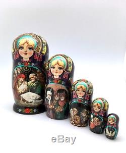 Nativity Russian Nesting DOLL Hand Carved Hand Painted Signed ART