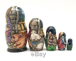 Nativity Russian Nesting Doll 5 piece set Hand Carved Hand Painted